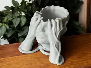 Vine Goddess Bust Planter - Woman Flower Pot Sculpture with Raised Hands, Unique Design for Indoor Plants, Succulents & Herbs