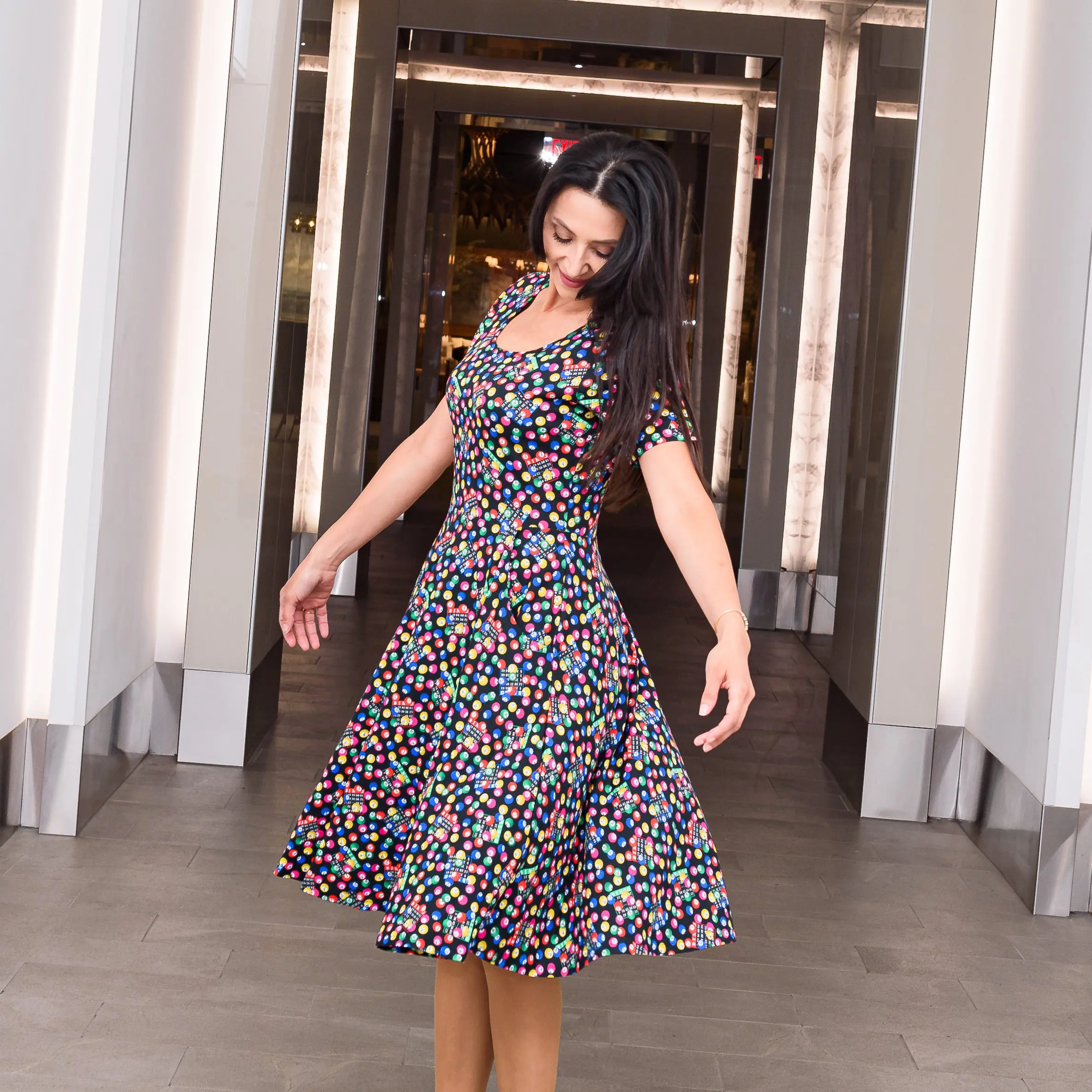 Bingo Time Twirl Dress with Pockets