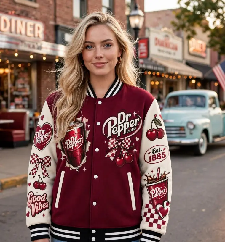 Dr PPP Baseball Jacket LN, Vintage Soda Button Jacket