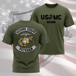 USMC Shirt ,250 Independence T-Shirt - Soft Cotton Poly Blend Tee, Uni-sex Classic Fit, Digital Print, 200gsm Heavyweight Streetwear Unisex