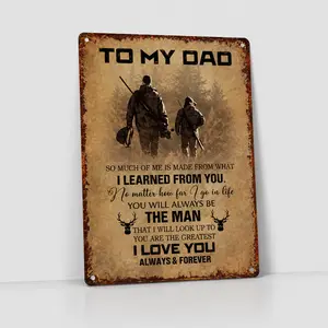 Aluminium Vintage Metal Tin Sign for Dad, Dad Gifts & Father’s Day Gift Idea from Son Daughter, Rustic 8x12 Inch Wall Decor for Cabin Garage