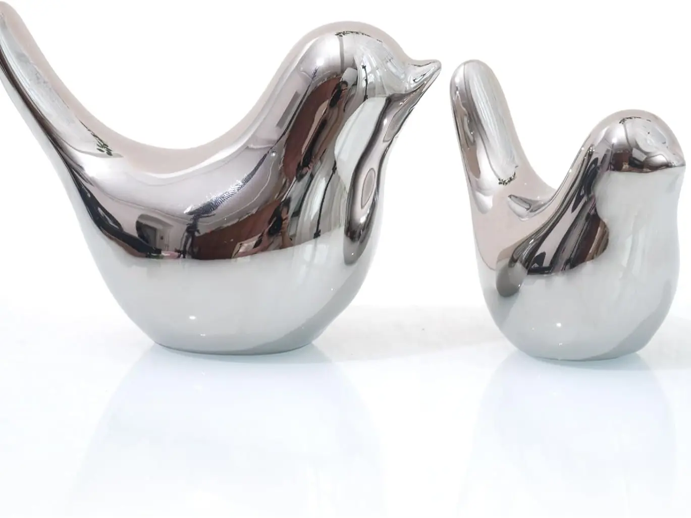 Silver Birds Statues Home Decor Modern Style Decorative Ornaments for Silver Table Decor Living Room, Bedroom, Office Desktop