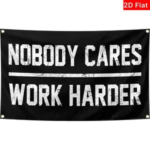 Motivational Gym Banner Flag, Nobody Cares Work Harder Design, Inspiring Fitness Wall Art Decoration, Wall Decor Flags, Perfect Gift for Workout Enthusiasts
