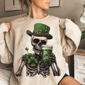 [Sale off up to 50%] St Patrick Skeleton Sweatshirt, Dead Inside But Lucky Shirt, St Patricks Day, Lucky Skeleton, Irish Day, Happy Patrick's Day, Skull, streetwear graphic tee