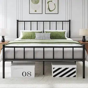 Full Bed Frame with Headboard and Footboard, Metal Platform Bed Frame, All Metal Slats Support, Under Bed Storage, No Box Spring Needed, Noise-Free, Easy Assembly, Black