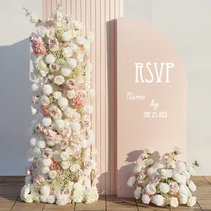 S-A7648 Pink White Hydrangea Rose KT Board Floral Arrangement Aisle Floor Flower Row Wedding Backdrop Decor Prop