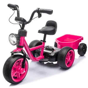 12V Battery-Powered Electric Ride-On Tricycle for Toddlers 2-5 Years - LED Headlight, Anti-Tip Design, Detachable Rear Bucket, Toddler Gifts for Boys & Girls