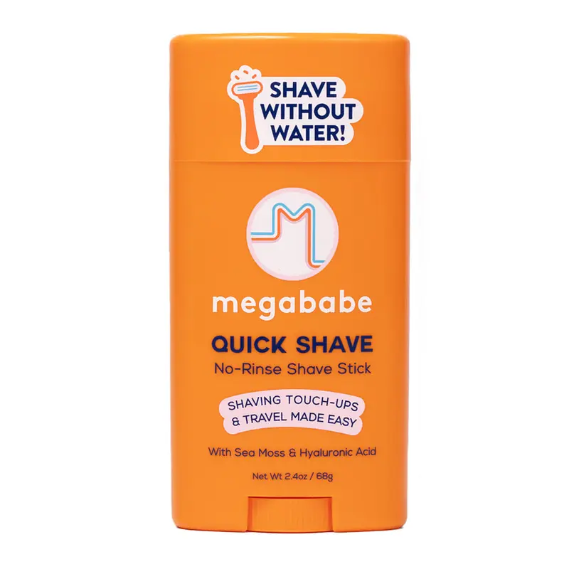 Megababe Quick Shave No-Rinse Razor Stick - Gentle, Smooth Body Care for Sensitive Skin, Travel & Touch-Ups, with Sea Moss & Hyaluronic Acid, 2.4 oz