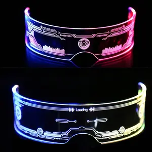 2pcs LED Sun Visor Rainbow Glasses, Cyberpunk Futuristic Glow Cosplay Goggles, Halloween Party Dance Performance Decor, Christmas Gift