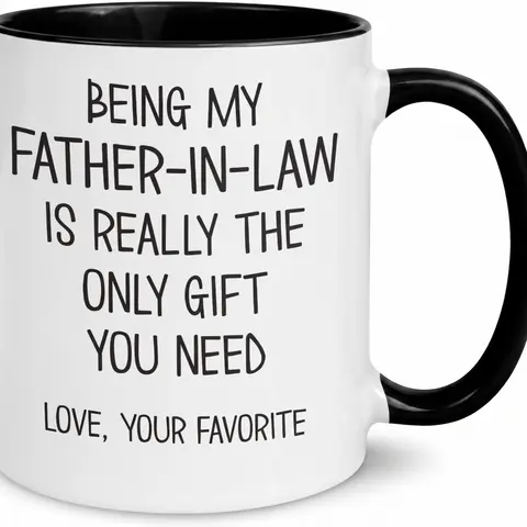 "Being My Father-In-Law" Printed Funny Ceramic Coffee Mug - 11oz/15oz, Washable Reuse, Double-Sided Animals Design, Gift-Box Ready for Father’s Day/Christmas, Adults All Seasons Kitchen Drinkware, Bride’s Men’s Birthday Idea