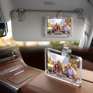 2-Pack Set Magnetic Car Visor Photo Frame | Ultra-Clear Acrylic Picture Clip for Vehicle | Secure Magnetic Sun Visor Display for Family & Pet Portraits | Elegant Auto Interior Keepsake Gift