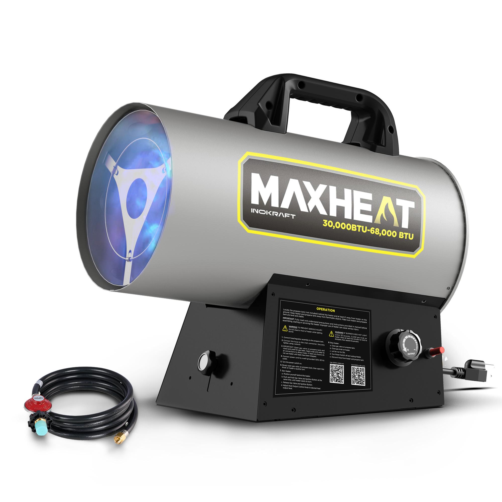 Inokraft Forced Air Propane Heater, Portable Garage Heater, Torpedo Heater for Garage, Jobsite, and Construction Sites Hose Regulator Assembly 10ft
