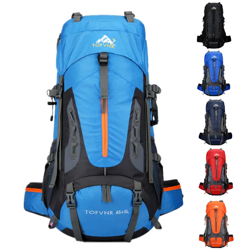 Durable Outdoor Hiking Backpack 70L, Solid Color Large Capacity Storage Pack for Camping and Mountaineering, Outdoors, Reflective, Expandable, Reflective Tape, Multi-Compartment