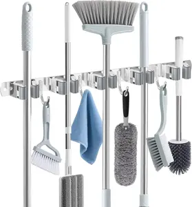 Broom Holder Wall Mount Broom Organizer Wall Mount Stainless Steel Broom and Mop Storage Organization Home