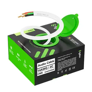 SYSTON 14 AWG 4-Conductor CMR Speaker Wire OFC Pure Copper Audio Cable Heavy Duty 14/4 for Home Theater Car Stereo In-Wall Installation Outdoor Surround Sound Subwoofer Amplifier Durable Lossless Signal Transmission Deep Bass