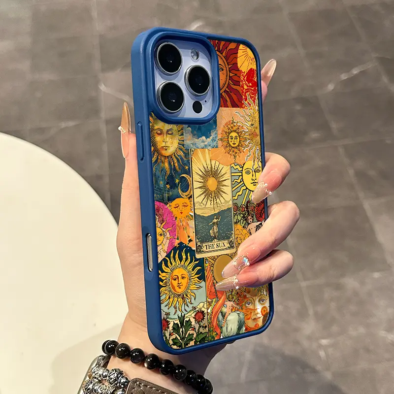 Magnetic Coquette Case for iPhone 17 16 E Pro Max 15 Plus 14 13 12 11 XS XR, Pastel The Sun Tarot Collage Design | Shockproof, Girly, Stylish, Silicone, and Trendy Protection