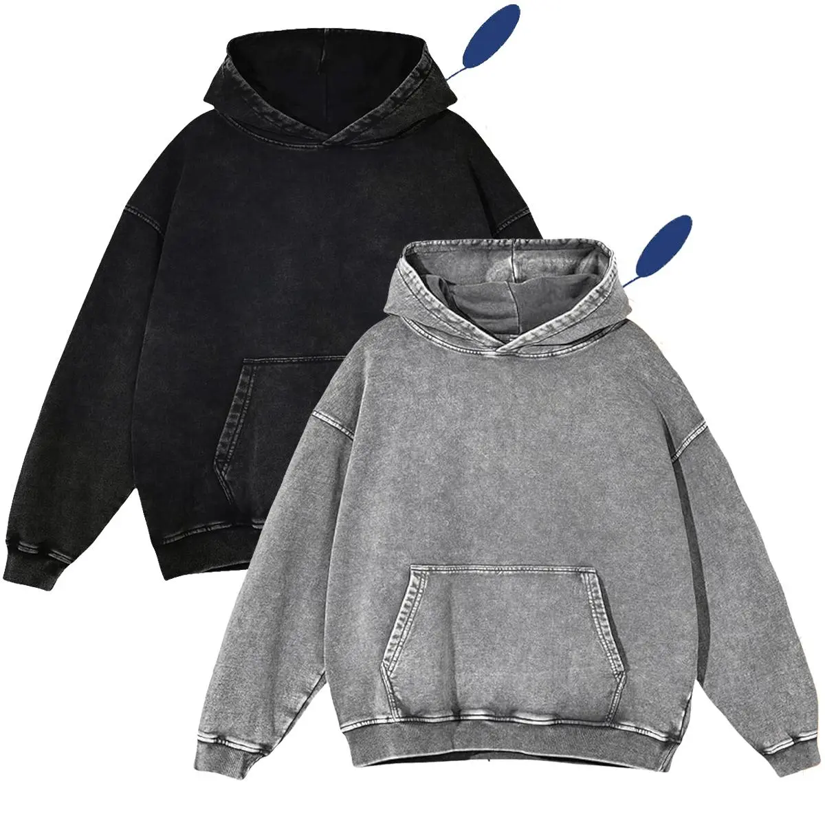 1/2 Pack Acid Wash Hoodie Oversized Vintage Hoodie Unisex Lightweight Hoodie Distress Hoodies for Men Women Couples