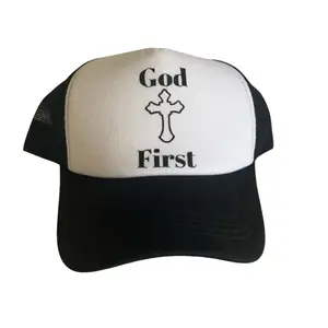 God First Hat with Cross Design - Trucker Style Cap