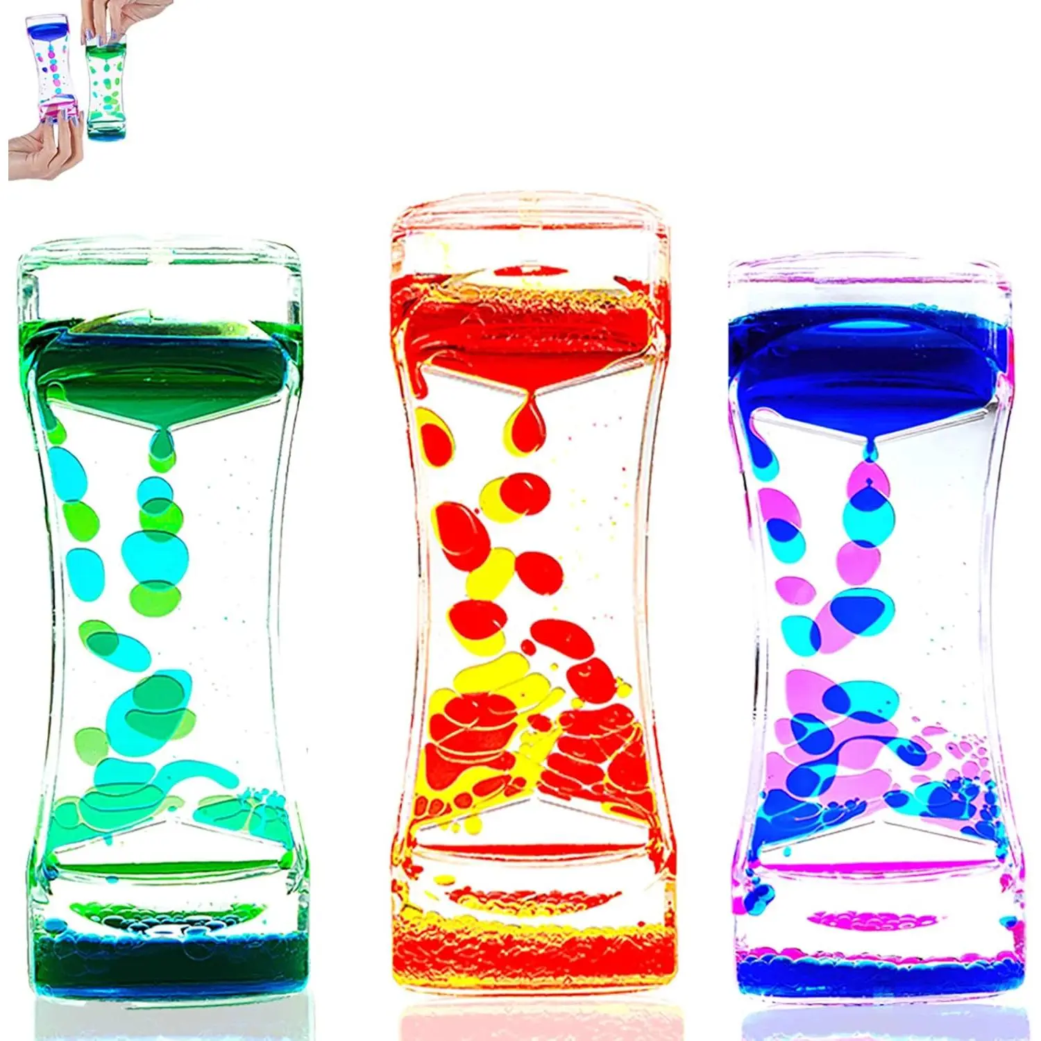 F-SO50  3 Pack Liquid Motion Bubbler Timer Sensory Calming Fidget Toy Autism Community Toys for Kids Teenager Adults