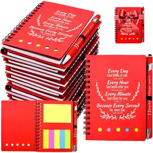40 count Bulk Fathers Day Christian Gifts Prayer Journal for Woman - 20 Set Religious Notepad with Christian Pen -  Notebook - Church Gifts for Inspirational,  Study, Devotions (Christmas Red)