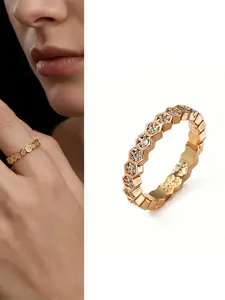 Luxury Honeycomb Hexagonal Diamond Ring, Unique Design Stackable Ring, Fashion Jewelry for Women, Elegant and Stylish Finger Accessory, Unique Rings