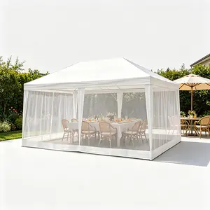 10x20FT Mesh Frame Tent - Bug-Free, Max Airflow Outdoor Patio Canopy - Pop Up Camping Tent for Summer Solstice Gatherings, Grad Parties