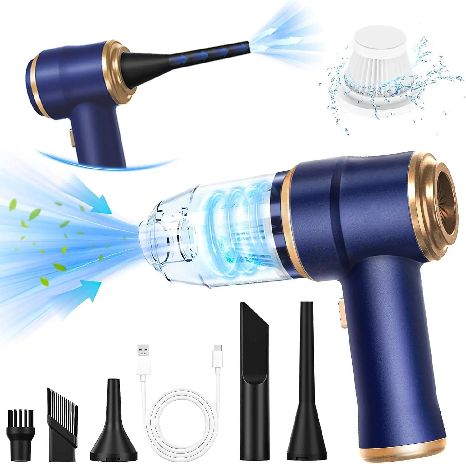 belibuy Mini Car Vacuum 12000Pa Portable Cordless Handheld Vacuum, Vacuum Cleaner and Air Duster with 3 Filter for Car, Sofa, Office, Pet, Home
