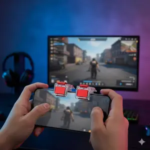 Dual Joystick Gaming Controller for Mobile Shooters: Portable Anti-Slip Grip, Compatible with PUBG & Free Fire. Features Mappable L1/R1 Triggers, Dual-Stick Gamepad for Enhanced FPS Control, Ergonomic Mobile Gaming Handle for Battle Royale Games.