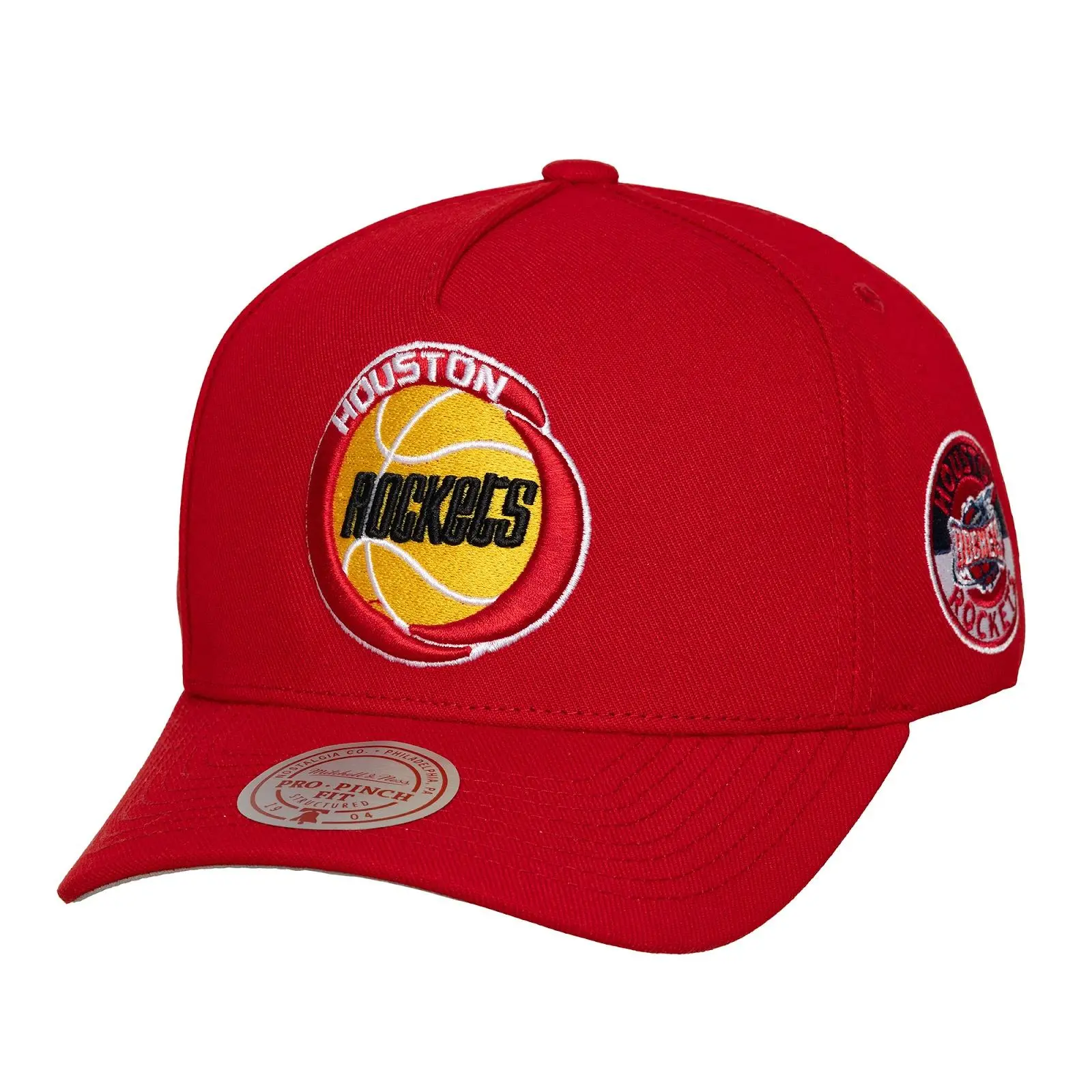 Houston Rockets Red Hardwood Classics Double Clutch Pro Pinch Snapback Hat NBA Throwback Cap Adjustable Fan Gear Mitchell & Ness