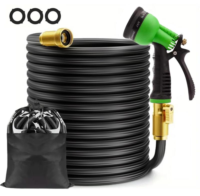 50/75/100ft Heavy-Duty Expandable Water Hose for Car Washing, Mult Function Nozzle, 3/4 Inch Solid Brass Fittings with Shrink Garden Hose Spray Gun Tools, Watering Equipment, Easy to Use and Store