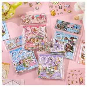 Easter Gift New Year 2026 Gift 26 Micro-scenery Stickers Per Pack Stay-at-home Party Series Leisure-themed Handwritten Material Scene Stickers