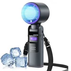 Portable Turbo Fan With Cold Compress, 100 Speed Foldable Handheld Fan, 4 in 1 Personal Fan - Handheld, Neck, Desk & Flashlight, USB-C Rechargeable, for Travel, Summer, Concerts & Outdoor Use