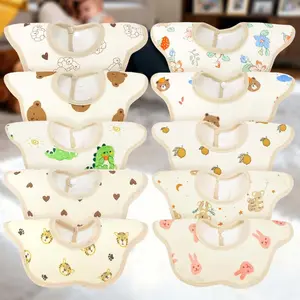10 Pack Waterproof Baby Bibs Cartoon Muslin Baby Drool Bibs for Drooling and Teething