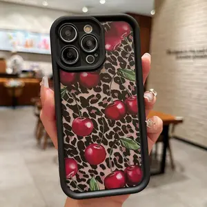 Cherry Pattern Phone Case, Anti-fall Phone Protector Cover, Shockproof Phone Protective Case Compatible with iPhone 17 16 15 14 13 12 11 SeriesT133