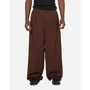 Carre Heritage Pleated Pants Brown Pinstripe
