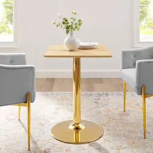 Modway Verne 24" Square Dining Table in Gold Natural