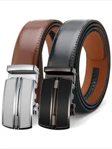 Men's Automatic Genuine Leather Luxury Belt Metal Automatic Buckle Male Waistband Designer High Quality Black Brown Waist Belts