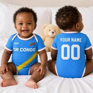 Personalized DR Congo Baby Bodysuit, Custom Name Number Infant Soccer Outfit, DR Congo Baby Jersey 0JG