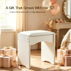 Curved Vanity Stool with Soft Cushion – Compact, Stylish & Perfect for Small Spaces