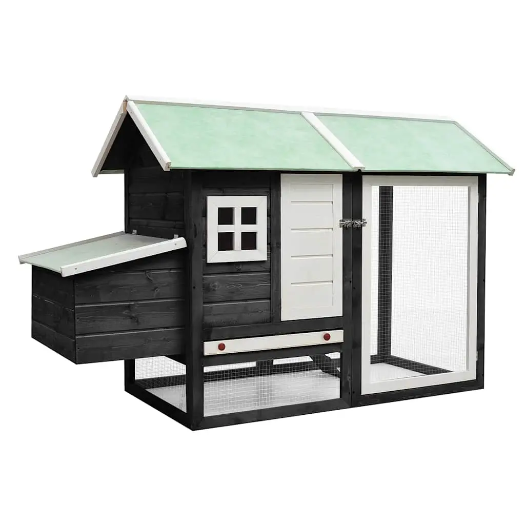 vidaXL Rabbit Hutch, Bunny Cage with Pull Out Tray, Rabbit Enclosure for Indoor and Outdoor, Pet House for Small Animals, Gray Solid Pine and Fir Wood 170861