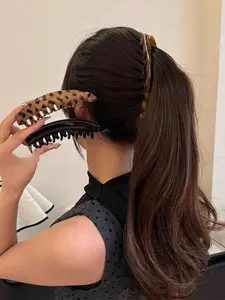 3pcs-Leopard-Print-Caramel-Color-Oversized-Banana-Hair Clip Set-Suitable-For-Thick-Hair-Stylish-And-Chic-Fit-For-Daily-Wear-Travel-Photography-Decoration-Accessories-Hair Clip With Pattern Hair Accessory Multifunctional