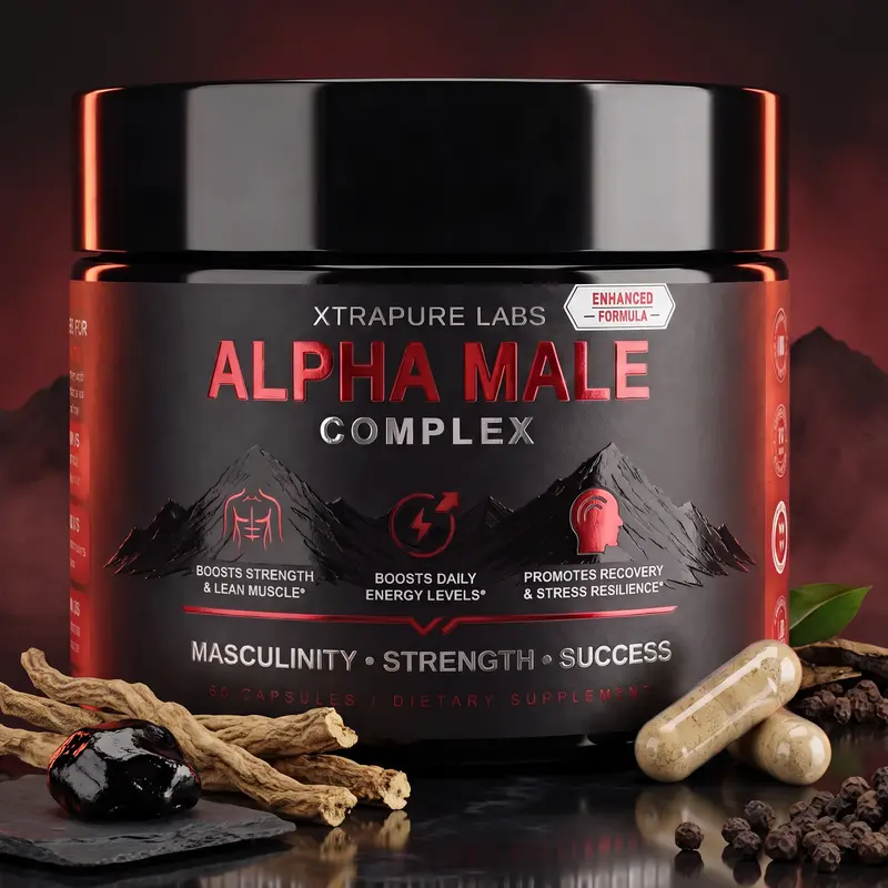 Alpha Male Complex – Clinically Dosed High Potency Men's Health Supplement | Tongkat Ali, Shilajit, Turkesterone & More