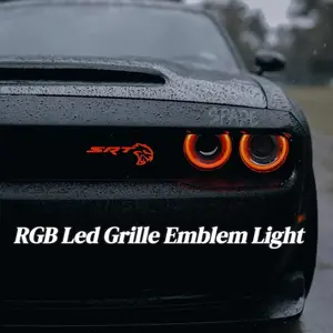 RGB LED Grille Badge - SRT, Hellcat,Scat pack, (Fits Dodge Charger, Challenger, Durango, GrandCherokee, Jeep, Ram) Plug-and-Play Headlights