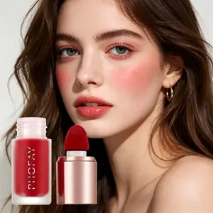 PHOFAY Liquid Mousse Blush - Buildable Blendable Blush for Cheeks, Matte Long-Lasting Non-Fading Formula with Easy Sponge Tip