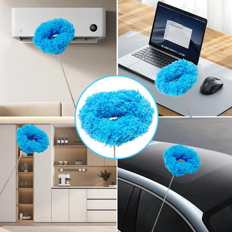 Ceiling Fan Cleaner Duster High Ceiling Extended Fan Blade Cleaner from 13 to 30 Inch Reusable Microfiber Ceiling Fan Duster with Extension Handle for Furniture Bookshelves Wall Door (Blue)