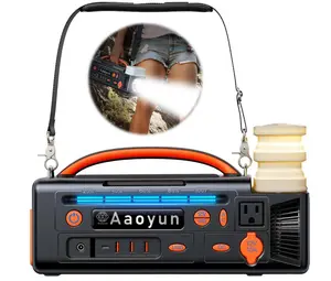 Portable Power Station 300W, 296Wh Solar Generator with 100W USB-C In/Output, Night Light & LED Flashlight, Compact Design with Strap for Outdoor CPAP Home Backup Emergency