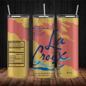 La Croix 20oz Insulated Tumbler with Metal Straw - Stainless Steel Drinkware, Portable Design, Includes Cleaning Kit for Flasks and Bottled Drinks