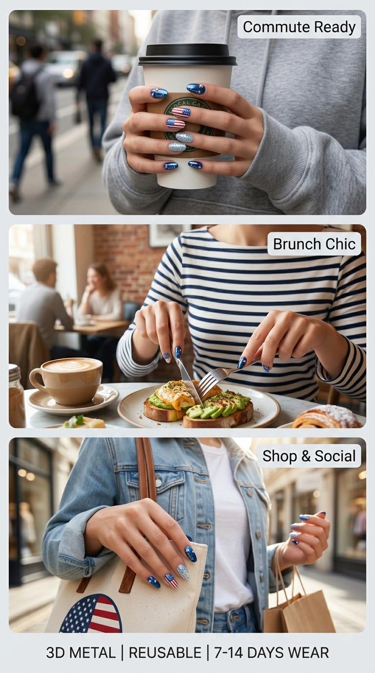 USA 250th & World Cup Dual Theme Press On Nails, Red Blue Star Stripes Fake Nails, Devil Angel Style Sporty Nails for Football Fans