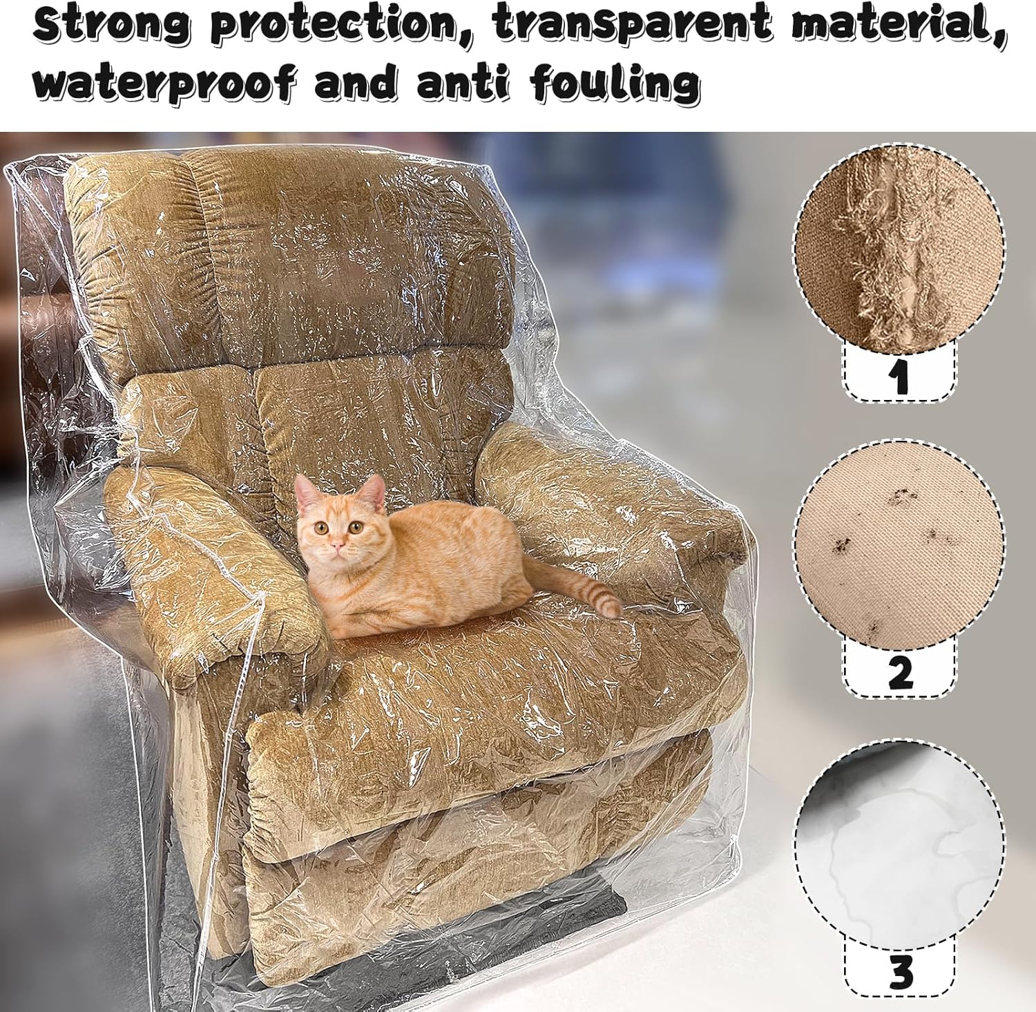 wokire Clear Plastic Recliner/Armchair Chair Covers Protectors, Heavy Duty PVC Waterproof Shield Cover for Large Sofa, Vinyl Furniture Covers for Anti Cat Dog Scratching (1 Pack) Visit the wokire Store