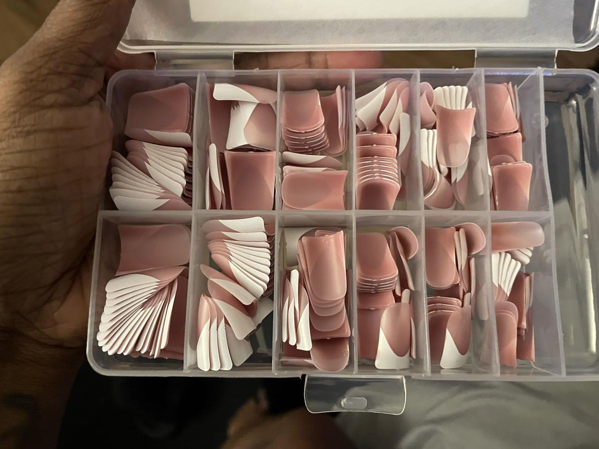 Item: french tip duck nails short